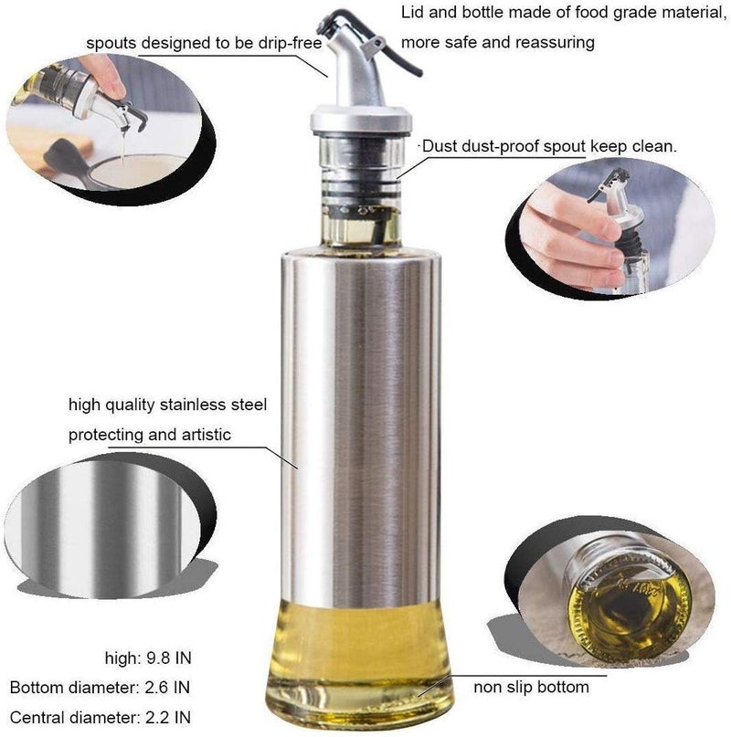 vintak Glass Oil Dispenser with Steel Cover Seasoning Bottle Glass Oil Bottle Stainless Steel - Image 5