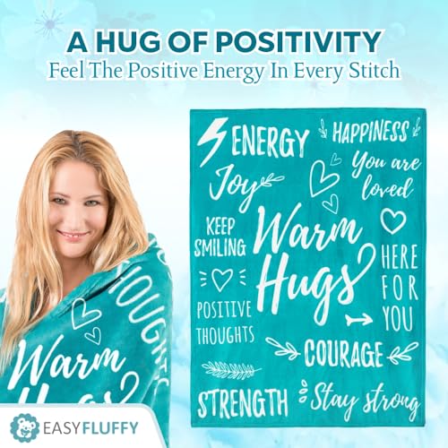EasyFluffy Get Well Gift for Women & Men - Super Soft Hug Blanket with Inspirational Words - Healing Blanket Care Package Comforting Gift for Cancer Patients & Others During Hard Times - 50"x60", Teal - Image 3