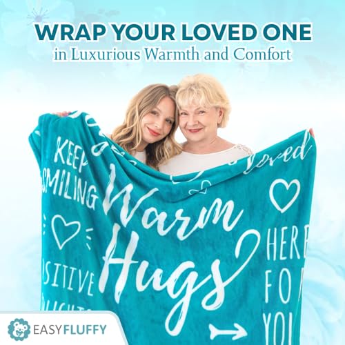 EasyFluffy Get Well Gift for Women & Men - Super Soft Hug Blanket with Inspirational Words - Healing Blanket Care Package Comforting Gift for Cancer Patients & Others During Hard Times - 50"x60", Teal - Image 2