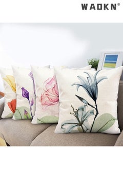 Artistic Floral Pattern Linen Pillowcase, 18x18 Inches, Essential for Living Room Couch Patio Outdoor Home Decor, Ink Flower Printed Design, Elevating Home Style,4 Pack - pzsku/Z6C590D82D2EF745FD656Z/45/_/1730429250/bc2e3119-cbc9-4733-8e93-ff0cf376484c