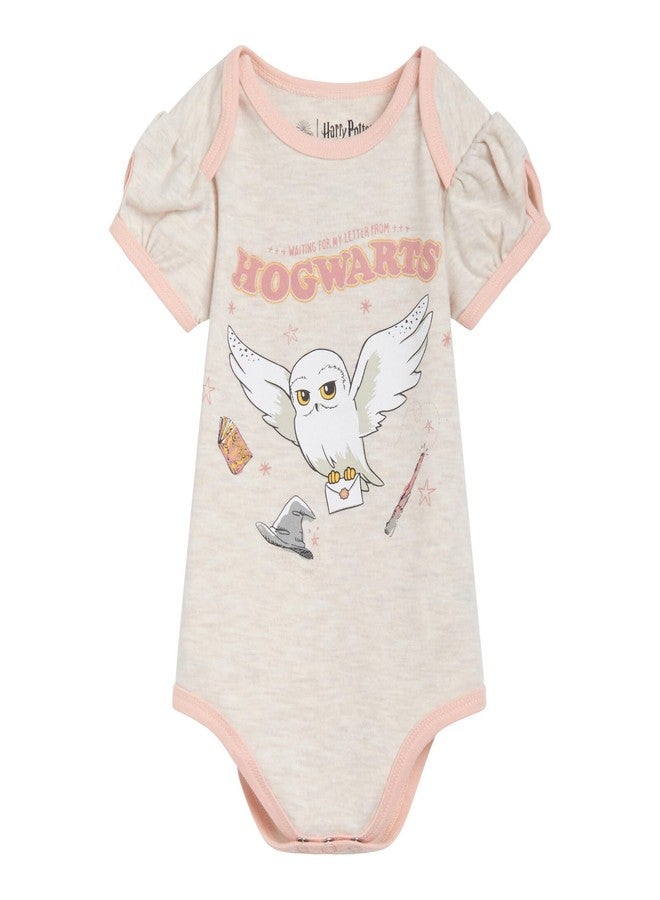 Harry Potter Hedwig Newborn Baby Girls Bodysuit, Bubble Shorts and Shoes 3 Piece Outfit Set Off White/Pink 6-9 Months - Image 3