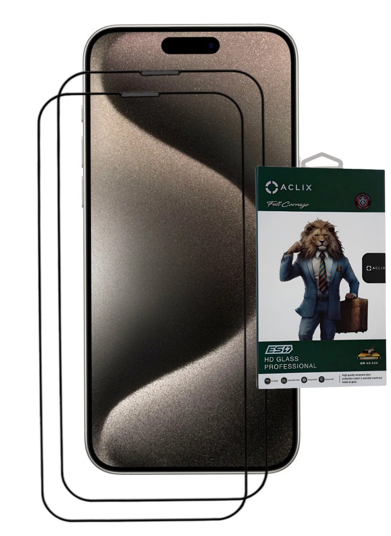 ACLIX 2 Pieces Antistatic ESD Dustproof Premium Quality High Definition Tempered Glass Screen Protector Designed For  iPhone 15 Pro Max - Image 1