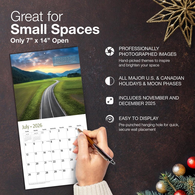 MICASA PRESS Serenity with Inspirational Quotes 2026 Mini Wall Calendar 12 Month | 7" x 14" Open | Thick & Sturdy Paper | Holiday Gift | Zen Nature Calendar 2026 - Image 2