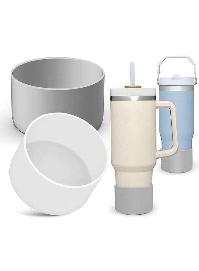 2 Pcs Protector Silicone Boot for Stanley, Water Cup Silicone Protective Bottom Cover Case, Reduces Noise Scratches Protective Cup Accessories (Grey+White)  - Image 1