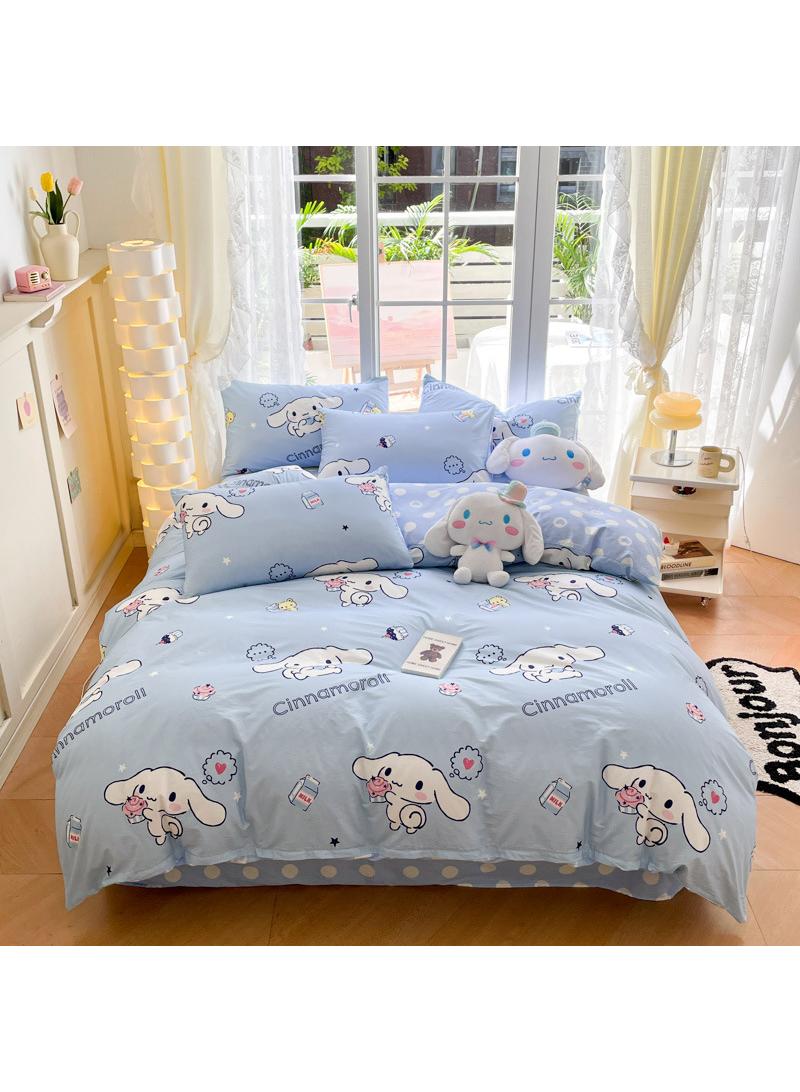 عام Cinnamoroll 4-Piece Bed Sheet Set - 100% Cotton Soft Kids Bedding (200x230cm/79x91in), Skin-Friendly Comfort Bedding, Perfect Children’s Day & Birthday Gift for Girls Boys - Image 3
