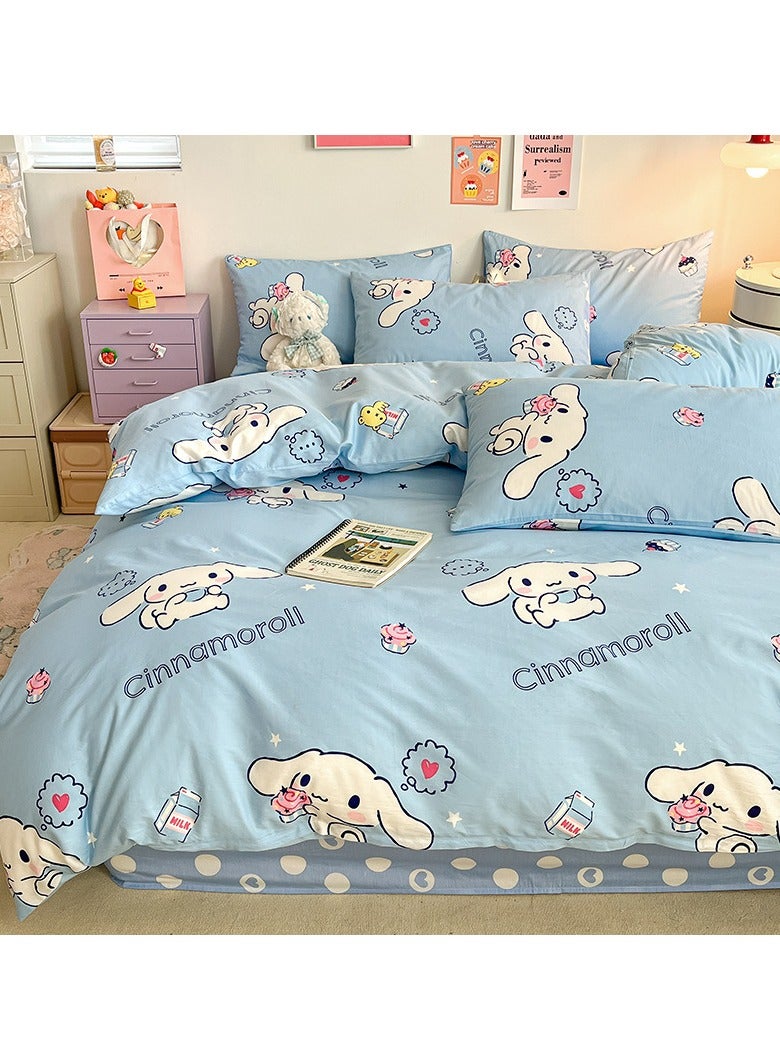 عام Cinnamoroll 4-Piece Bed Sheet Set - 100% Cotton Soft Kids Bedding (200x230cm/79x91in), Skin-Friendly Comfort Bedding, Perfect Children’s Day & Birthday Gift for Girls Boys - Image 2
