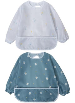 Long Sleeves Toddler Weaning Bibs Sleeved Baby Waterproof Feeding Coverall Set Catching Food And