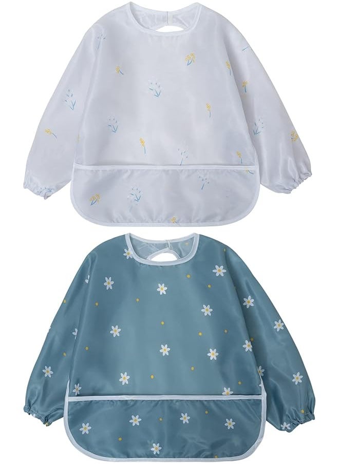 erorex - Long Sleeves Toddler Weaning Bibs Sleeved Baby Waterproof Feeding Coverall Set Catching Food And - Image 1