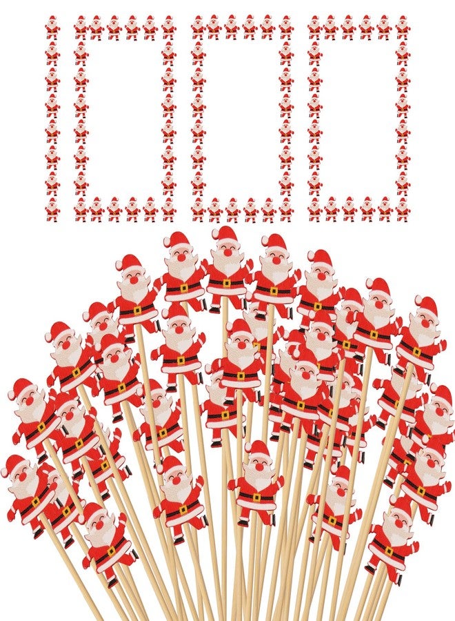 ABURRORI 1000 Pcs Christmas Claus Shape Cocktail Sticks Picks Decoration, Xmas Tree Santa Claus Shape Fruit Food Picks Bamboo Appetizer Toothpicks for Christmas Holiday Decoration Party Supplies (Santa Claus) - Image 1