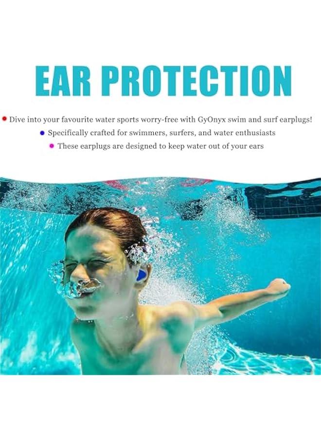 كابتن تيك سدادات اذن سيليكون للبالغين من جيونيكس للسباحة، قابلة لاعادة الاستخدام ومقاومة للماء للاطفال والرجال والنساء، ملحقات لعب مائية لركوب الامواج والطفو وحمام السباحة (4 الوان و4 حافظات) - Image 2