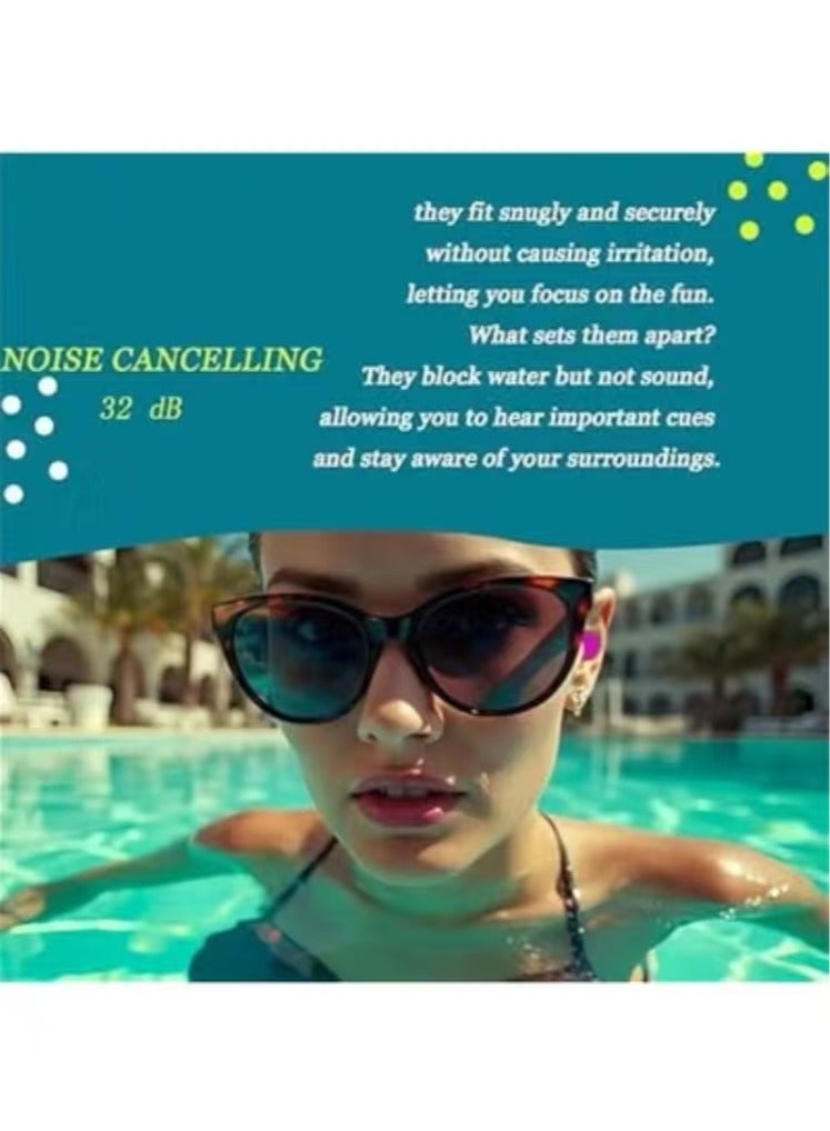 كابتن تيك سدادات اذن سيليكون للبالغين من جيونيكس للسباحة، قابلة لاعادة الاستخدام ومقاومة للماء للاطفال والرجال والنساء، ملحقات لعب مائية لركوب الامواج والطفو وحمام السباحة (4 الوان و4 حافظات) - Image 4