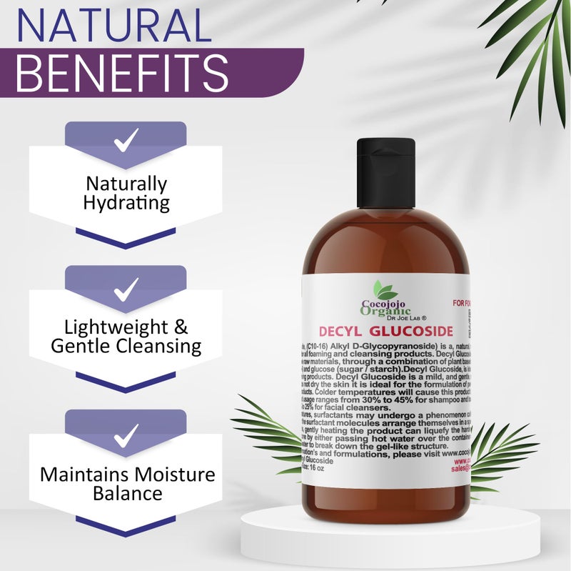 Dr Joe Lab Decyl Glucoside Natural Surfactant - Surfactants for Soap Making, Lauryl Glucoside, DIY Shower Gel, Skin Care, Body and Face Wash, Plant Derived, Natural - 16 Oz - Image 3