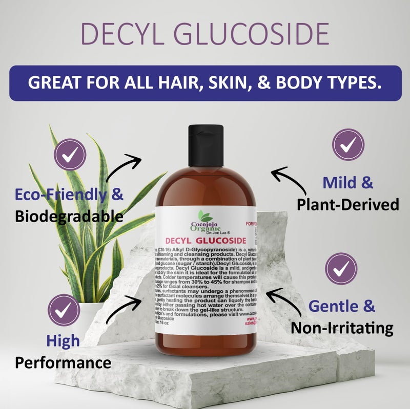 Dr Joe Lab Decyl Glucoside Natural Surfactant - Surfactants for Soap Making, Lauryl Glucoside, DIY Shower Gel, Skin Care, Body and Face Wash, Plant Derived, Natural - 16 Oz - Image 2
