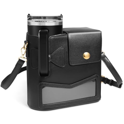 TCJJ Crossbody Bag for Stanley Cup Purse, Outdoor Portable Water Bottle Holder with Adjustable Shoulder Strap (Black) - Image 1