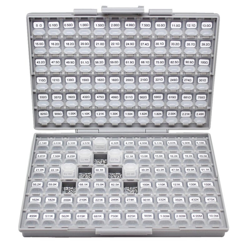 AideTek AideTek 0603 Size,Surface monnt Resistor SMD SMT 144 Values, 100pc/value 1% Sample Resistor Kit Distributed in Box-All Enclosure E96 Serial 0ohm to 1mohm Designer Kit Free Tweezers  - Image 1