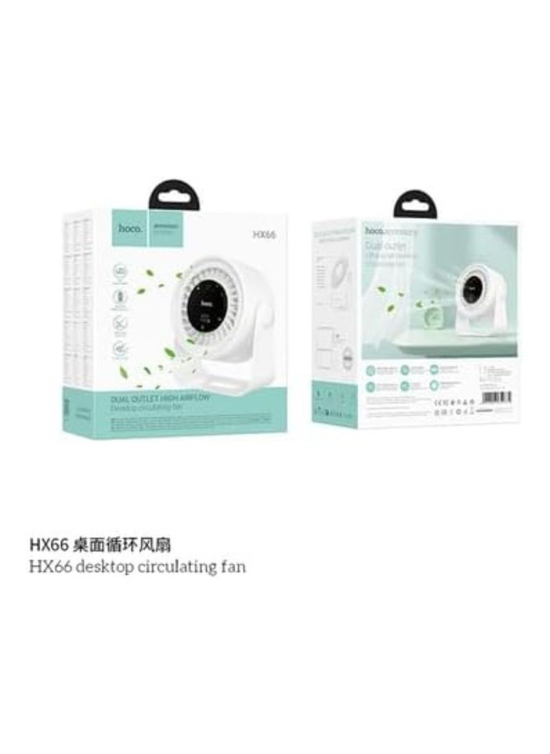 Hoco HX66 Desktop Circulating Fan - Whisper-Quiet White Compact Cooling Solution for Home, Office, or Study  - Image 4