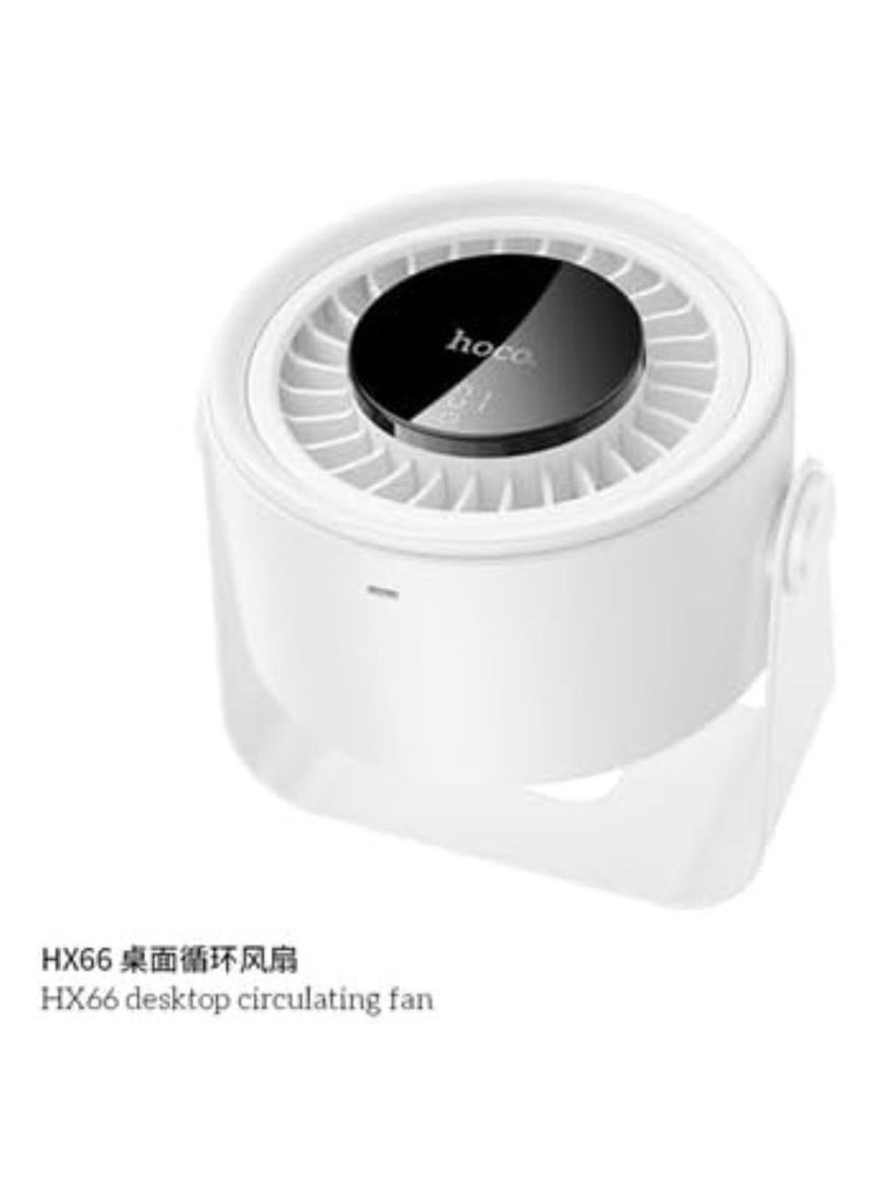 Hoco HX66 Desktop Circulating Fan - Whisper-Quiet White Compact Cooling Solution for Home, Office, or Study  - Image 2