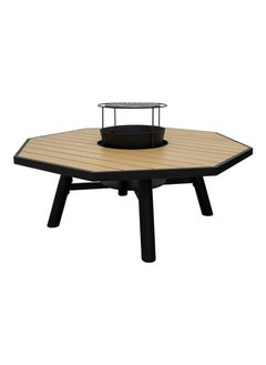 NABCO Light Octagon Wood-Burning Fire Pit Table for Patio with Aluminium frame  – 135x135x52 cm, Outdoor Dining Table with Fire Pit, Durable and Sleek for Backyard, Deck, or Garden, Natural Teak/Black  - Image 3