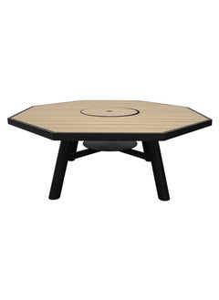 NABCO Light Octagon Wood-Burning Fire Pit Table for Patio with Aluminium frame  – 135x135x52 cm, Outdoor Dining Table with Fire Pit, Durable and Sleek for Backyard, Deck, or Garden, Natural Teak/Black  - Image 5
