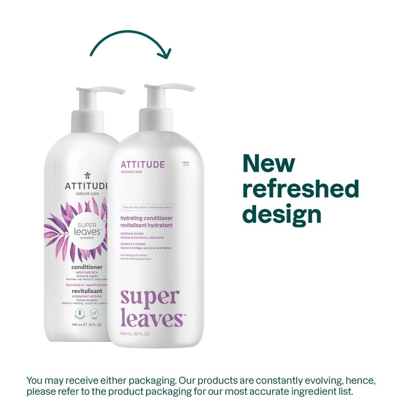 ATTITUDE Moisture Rich Hair Conditioner, For Dry and Damaged Hair, Naturally Derived Ingredients, Vegan Detangler, Dermatologiocally Tested, Quinoa and Jojoba, 32 Fl Oz - Image 2