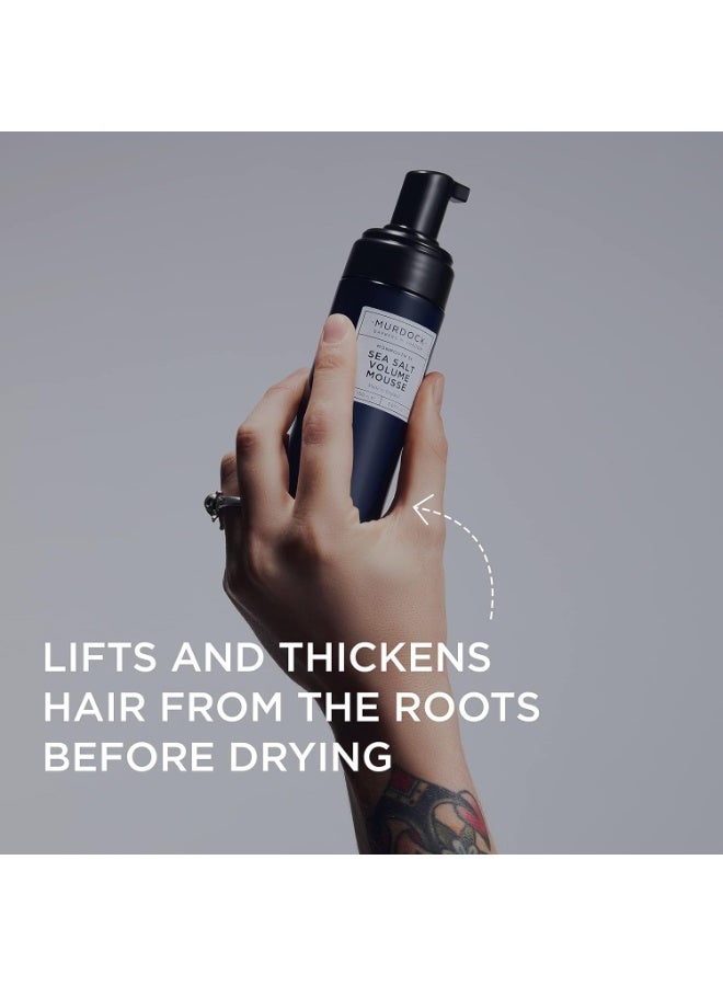 Murdock London Sea Salt Volume Hair Mousse for Men – Adds Natural Volume & Hold for Fine or Thinning Hair – Non-Sticky, Matte Finish Mousse for Hair Styling – Vegan Formula (5.07 fl. oz.) - Image 3