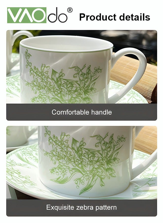 VAOdo 4PCS Coffee Cup and Saucer Set Vintage Premium Mug and Saucer 200ml Highlight Glazed Afternoon Tea Cup and Saucer Set - Image 5