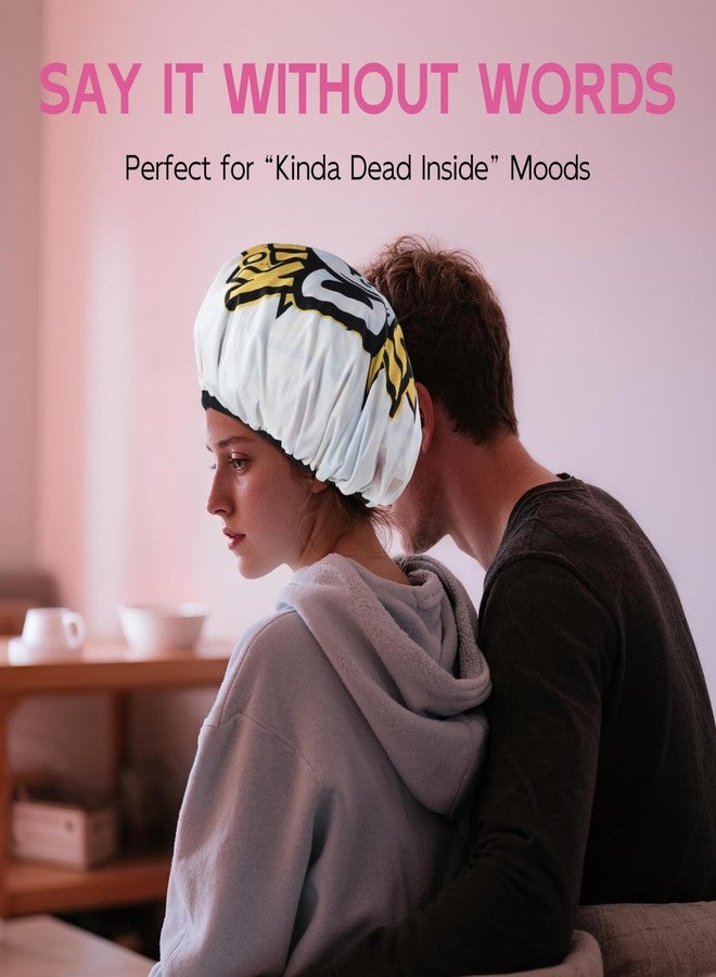 Years Calm Waterproof Shower Cap for Women - Double Sided Design for Long Thick Hair, Secure Fit & Flexible Elastic Band, Reusable Bath Cap for Shower, Spa, Travel (Mood Switch 6 - Image 5