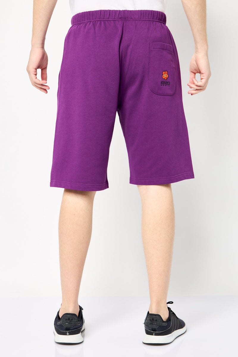 Kenzo Men Embroidered Basic Shorts, Purple - Image 3