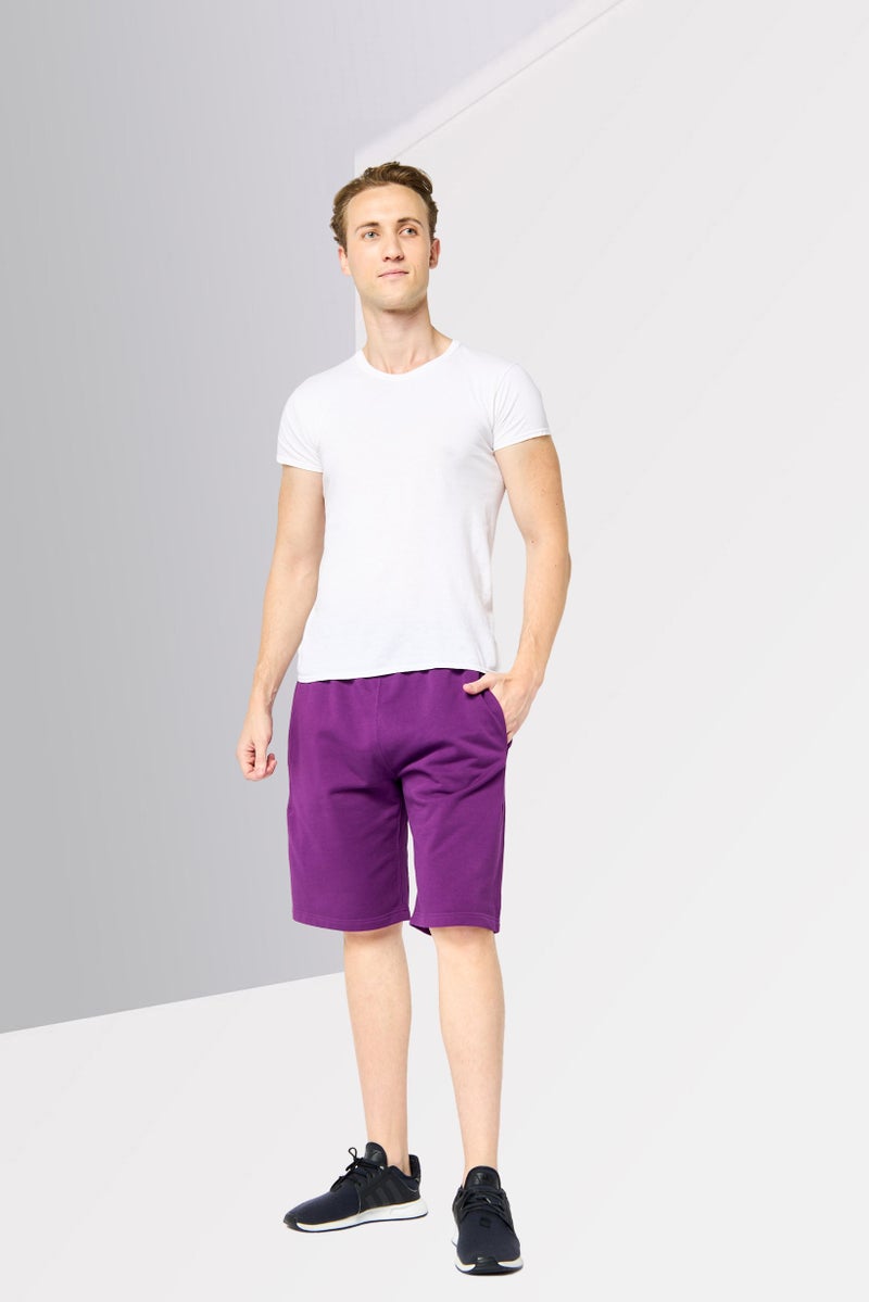 Kenzo Men Embroidered Basic Shorts, Purple - Image 2
