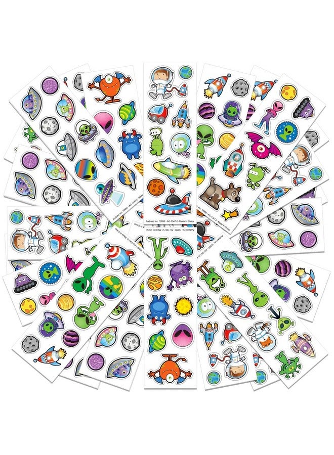 ArtCreativity Alien Stickers Assortment, 100 Sticker Sheets with Over 1000 Space Stickers for Kids, Unique Arts and Crafts Supplies, Outer Space Birthday Party Favors, Galaxy Goodie Bag Fillers - Image 1