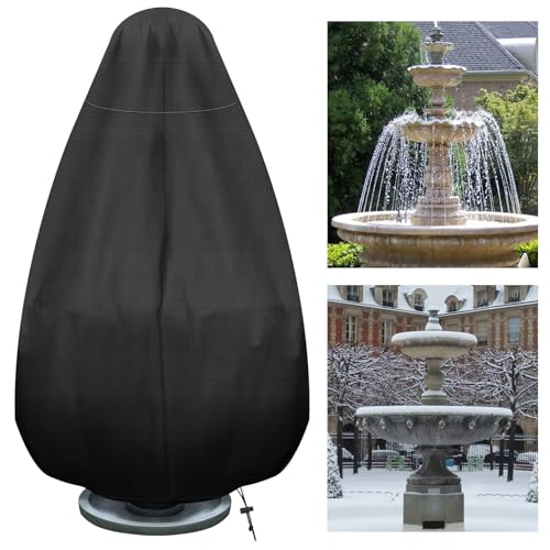 Svepndic 36"x42" Outdoor Water Fountain Covers for Winter Protection,420D Oxford Cloth Waterproof Garden Chimnea Statue Cover Charcoal Grill Cover - Image 1