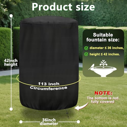 Svepndic 36"x42" Outdoor Water Fountain Covers for Winter Protection,420D Oxford Cloth Waterproof Garden Chimnea Statue Cover Charcoal Grill Cover - Image 2
