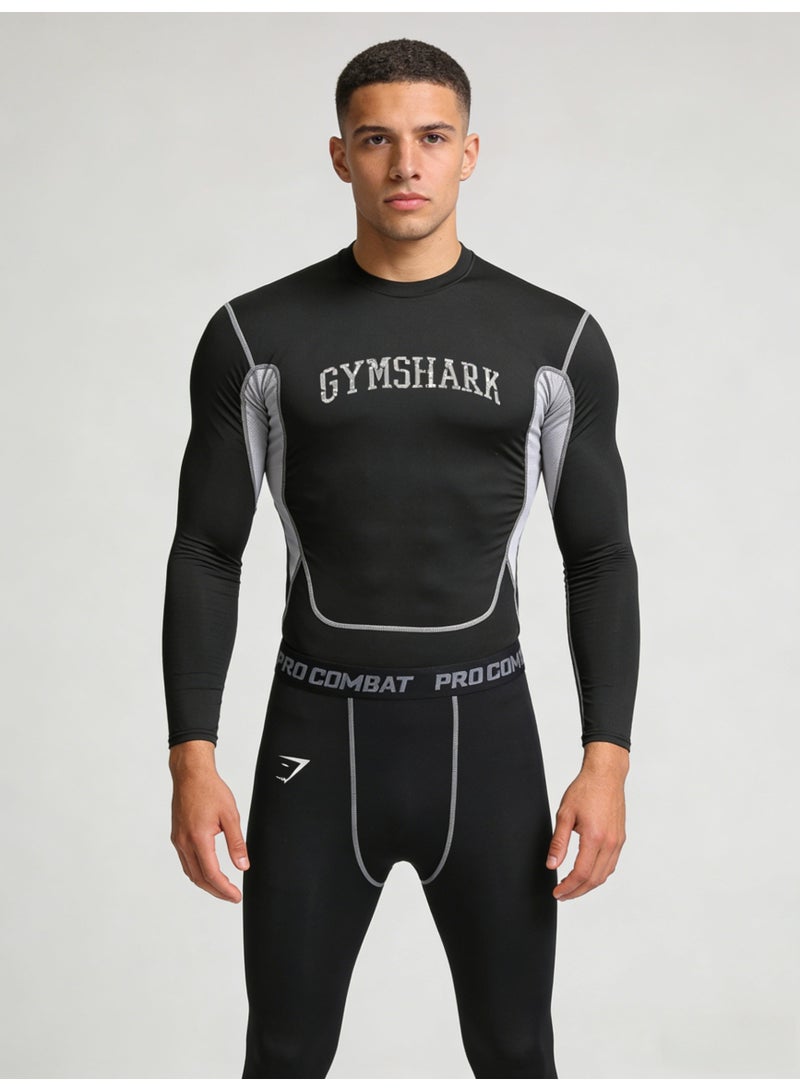 Gymshark Men’s Black Compression Long-Sleeve Athletic Shirt - Image 3