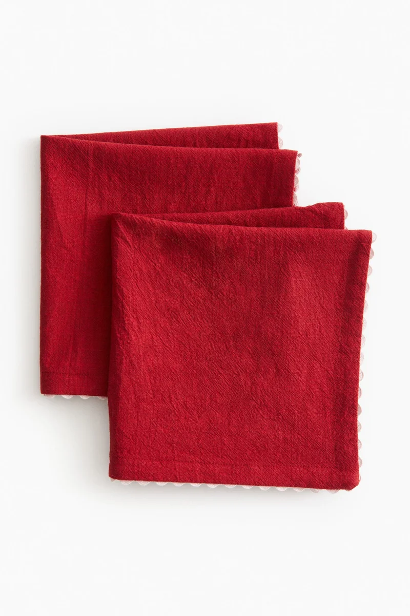 اتش اند ام مناديل بحواف متموجة - قطعتين