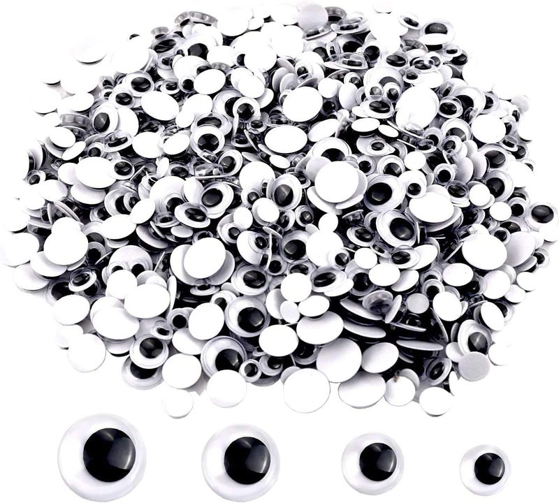 UPINS 300 Pcs Black Wiggle Googly Eyes with Self-Adhesive, 6 mm 8 mm 10 mm 12 mm Mixed Packaging - Image 1