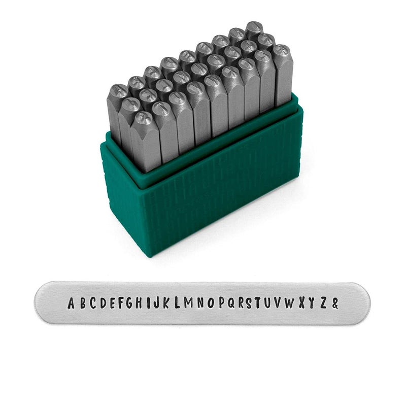 ImpressArt Basic Homeroom 27 Piece Uppercase Letter Metal Stamp Set 3mm for Hand Stamping Projects and Jewelry Making