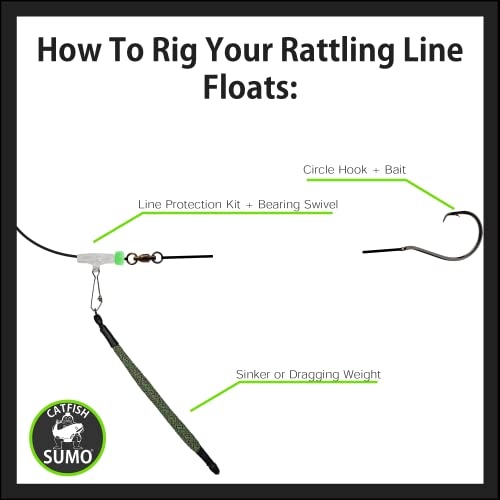 Catfish Sumo Catfish Rattling Line Float Lure for Catfishing, Demon Dragon Style Peg for Santee Rig Fishing, 4 inch (5-Pack, Clear Unpainted Blank) - Image 3