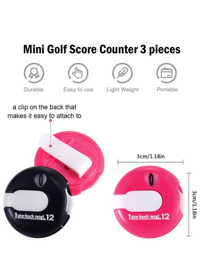 3Pcs Golf Score Counter 1.2 Inch Touch Reset Golf Stroke Counter Clicker with Clip Mini Compact Score Tracker Attachment for Women Men Golfers Scorekeeper Gloves - Image 2