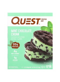 QUEST NUTRITION Quest Nutrition, Protein Bar, Mint Chocolate Chunk, 4 Bars, 2.12 oz (60 g) Each  - Image 1