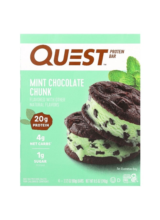 QUEST NUTRITION Quest Nutrition, Protein Bar, Mint Chocolate Chunk, 4 Bars, 2.12 oz (60 g) Each  - Image 1