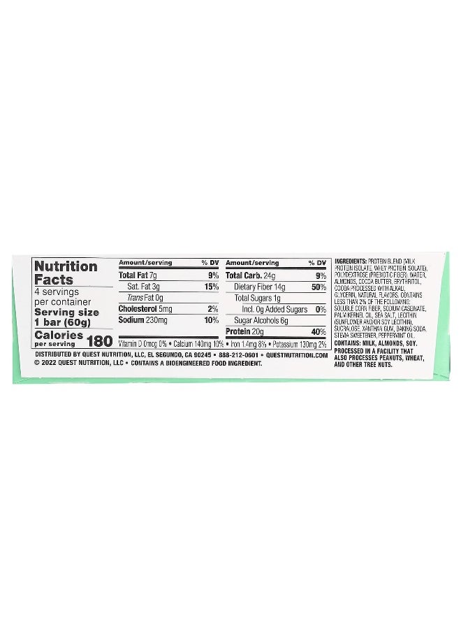 QUEST NUTRITION Quest Nutrition, Protein Bar, Mint Chocolate Chunk, 4 Bars, 2.12 oz (60 g) Each  - Image 2