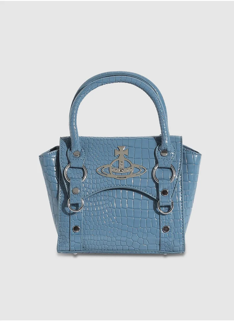 Haute Sauce Stud Croc Mini Handbag - Blue