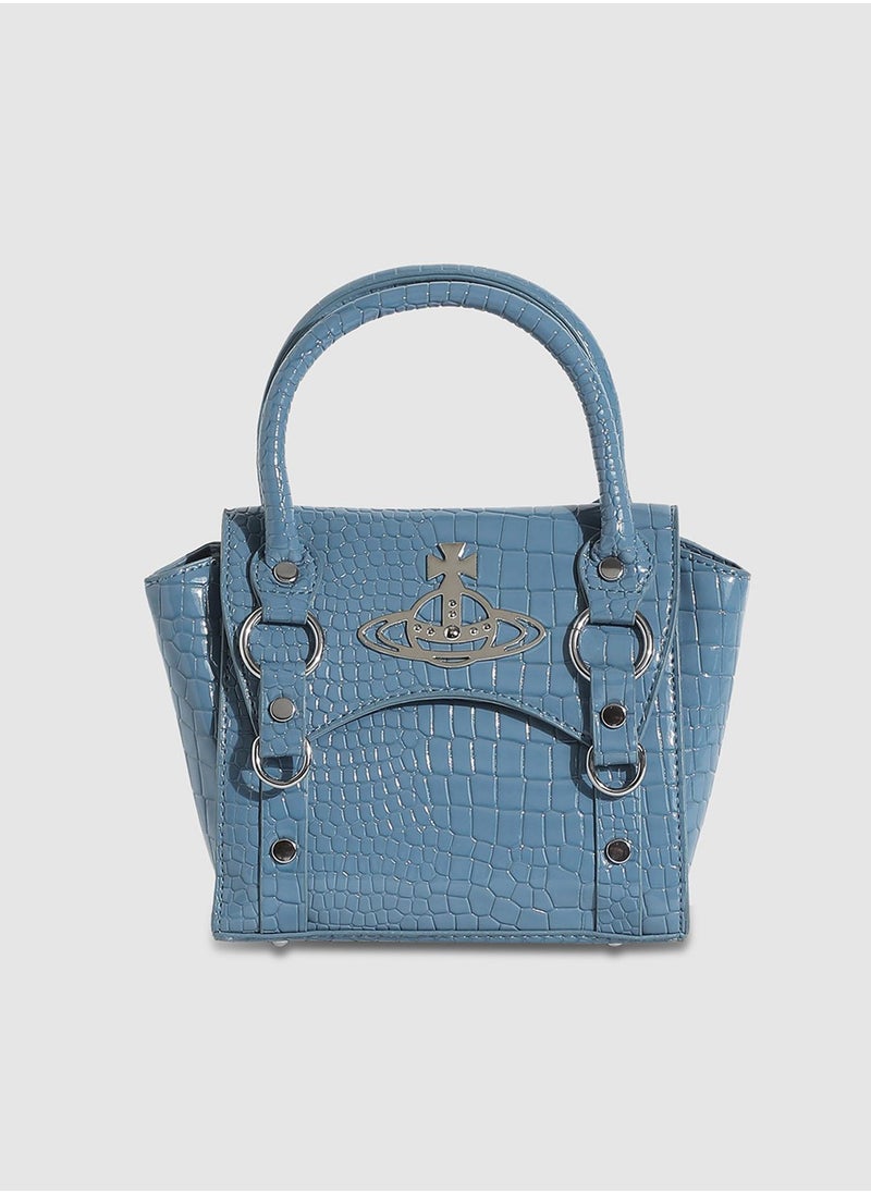 Haute Sauce - Stud Croc Mini Handbag - Blue - Image 1