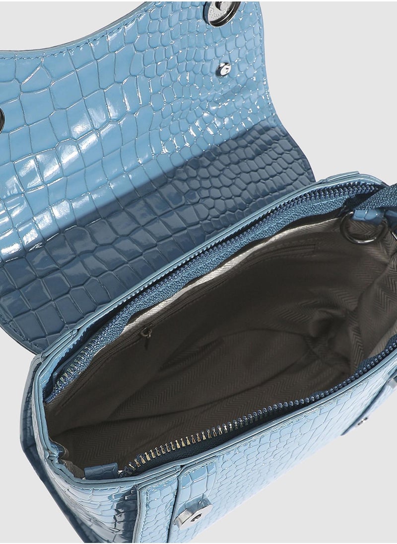 Haute Sauce - Stud Croc Mini Handbag - Blue - Image 1
