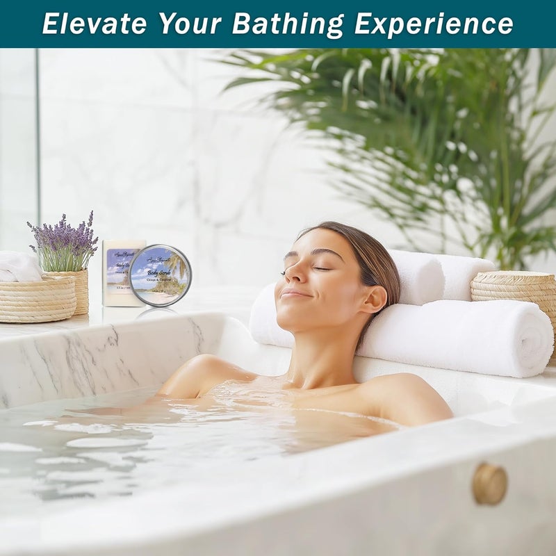 Aqua Elegante Spa Gift Baskets For Women Luxury Bath Set With Ocean Coconut Spa Kit Includes Body Wash Bubble Bath Lotion Body Butter Soap Bath Oil Shower Puff and Towel - Image 5