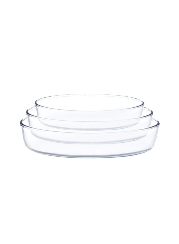 Turkish oval heat-resistant glass tray set, 3 pieces - Image 2