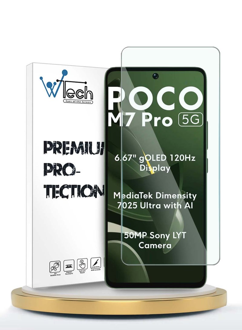 دبليو تيك واقي شاشة من الزجاج المقوى Xiaomi Poco M7 Pro 5G 2024 WTech Premium Series 9H 2.5D - شفاف - Image 1