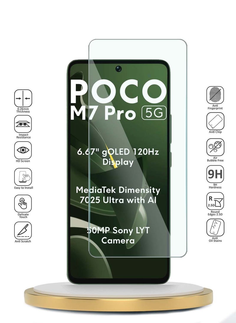 دبليو تيك واقي شاشة من الزجاج المقوى Xiaomi Poco M7 Pro 5G 2024 WTech Premium Series 9H 2.5D - شفاف - Image 2