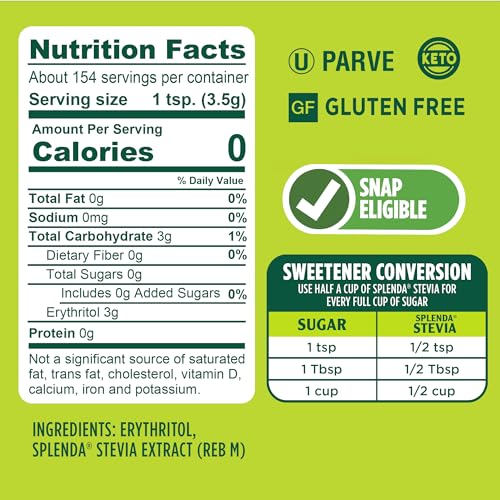 SPLENDA Stevia Zero Calorie Sweetener, Plant Based Sugar Substitute Granulated Powder, 19 oz Jar - Image 4