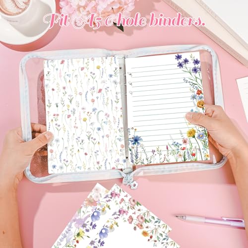 Pineraap 100 Sheets Wildflower Watercolor A5 Planner Inserts - 120GSM Thick Colorful Floral Refill Paper for 6-Ring Binder, Mixed Blossom Loose Leaf Sheets for Journal, Diary & Creative Planning - Image 4